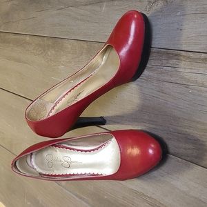 Jessica Simpson Barb Ruby Western Leather Pumps SZ 7.5